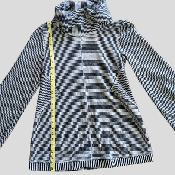 Anthropologie Maeve Oversized Black and White Striped Cowl Neck Top XS - Picture 9 of 10